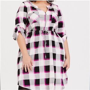 Torrid Hot Pink Plaid Zip Dress NWT Size 2X